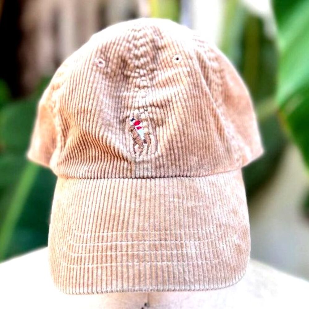 Polo Ralph Lauren Berkshire Tan Corduroy Embroidered Polo Player Baseball Hat